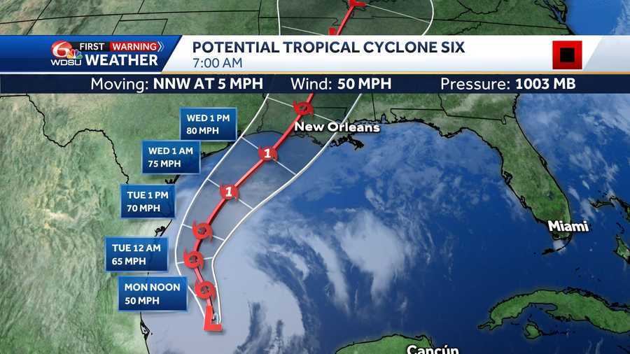 Potential Tropical Cyclone 6 is in the Gulf; Heavy rain expected