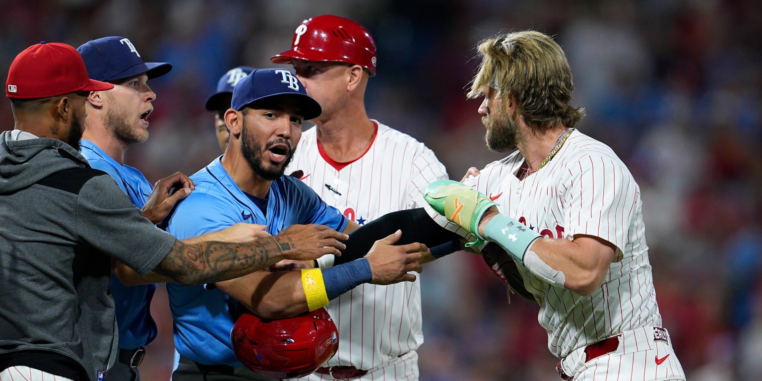 After the bench was cleared in the Phils' win over the Rays, Harper stopped talking